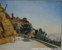 Edmond Ceria, 1884-1955,
Ochsenfuhrwerk in Volterra,
Öl/Lwd., 33x41 cm