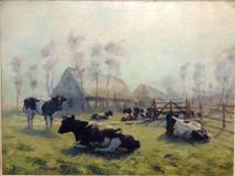 Joh. Wilh. v. d. Heide, 1878-1957,
Ruhendes holländisches Vieh,
Öl/Lwd., 60x80 cm,
das Gemälde wurde 1921 im Glaspalast ausgestellt