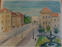 Florian Bosch, 1900-1972,
Ludwigstraße mit LMU,
Aquarell, 49x65 cm