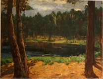 Albert Stagura, 1866-1947,
Pechsee/Grunewald, Berlin,
Öl/Malplatte, 50x64 cm,
Bilder für seine Ehefrau signierte er mit 