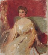 Betty Heldrich, 1869-1958,
kleines Frauenportrait,
Öl/Malplatte, 44x37 cm