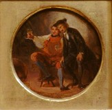 Hugo Kauffmann, 1844-1915,
Zwei Weintrinker,
Öl/Malplatte, rund 10 cm