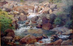 Paul Weber, 1823-1916,
Gebirgsbach,
Öl/Lwd., 35x50 cm