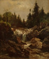 E. Adler,
Wasserfall,
Öl/Karton, 39,5x32,5 cm